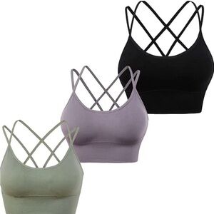 Women's Strappy Bralette - Black, Purple, Green